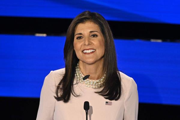 Former US Ambassador to the UN Nikki Haley speaks during the fifth Republican presidential primary debate at Drake University in Des Moines, Iowa, on January 10, 2024. The debate is hosted by CNN anchors Jake Tapper and Dana Bash. (Photo by Jim WATSON / AFP)